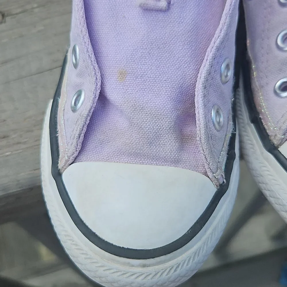 Converse Kids Purple Canvas Sneakers With Irridescent Trim Size 12